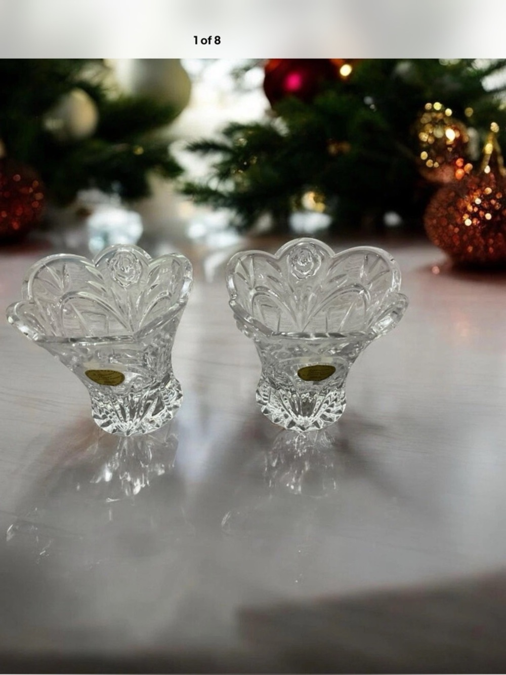 Lot of 2 Princess House 24% Lead Crystal Glass Candle Stick Or Votive Holder 3"